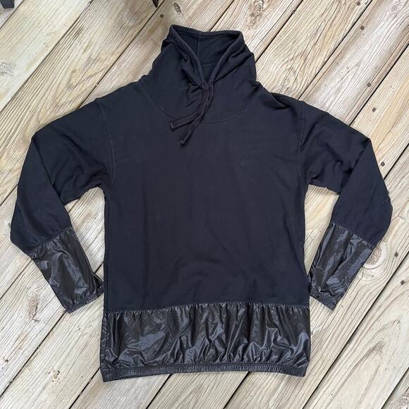 Splits 59 Black Long Sleeve Funnel Neck Top With Drawstring Size L - Picture 1 of 8
